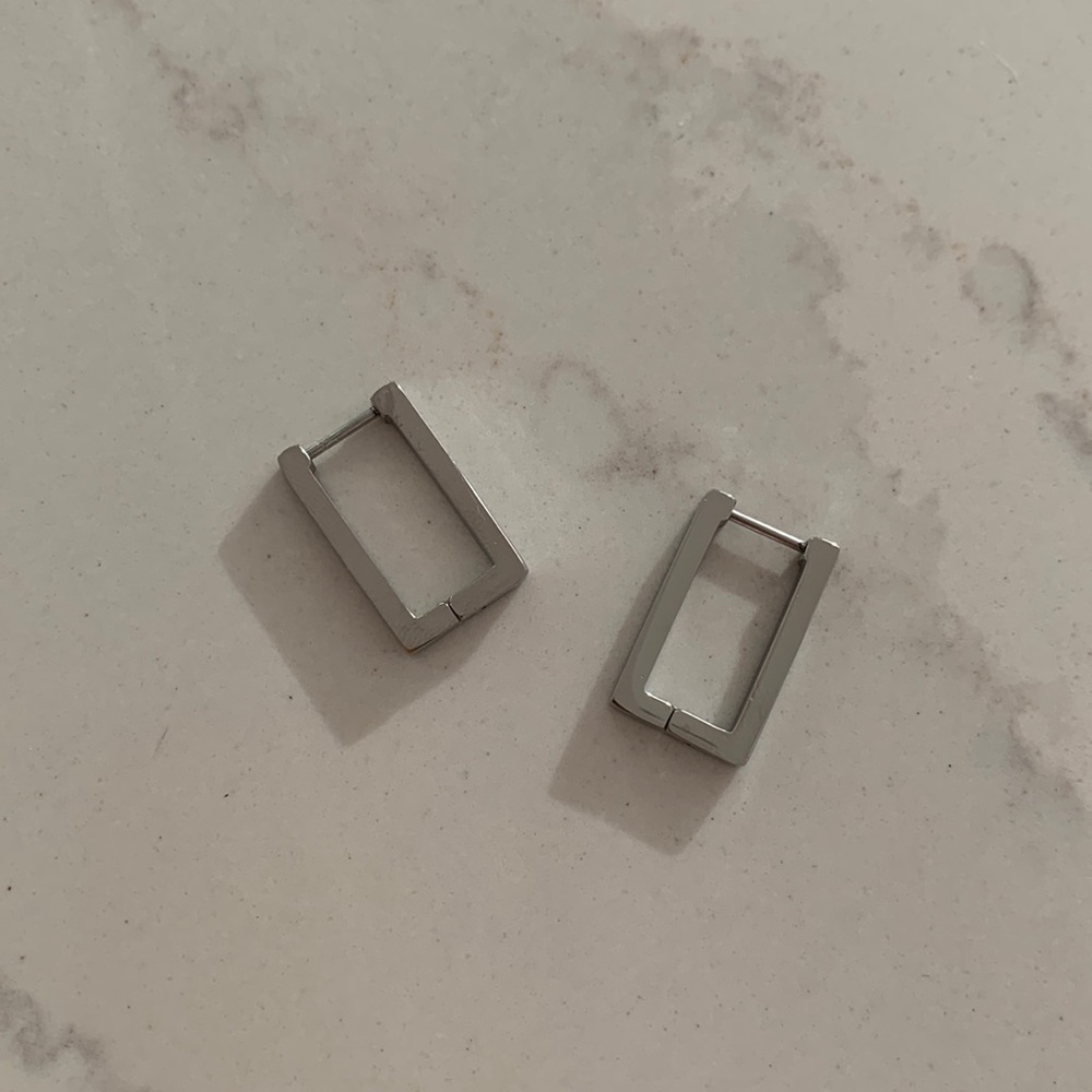 Square Huggie Hoop Earrings sterling silver hoops